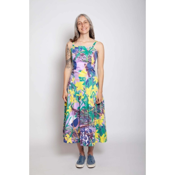 Gravel & Gold Sommar Dress in Daffodils Cotton Print Made in USA Size 2 - Picture 14 of 16